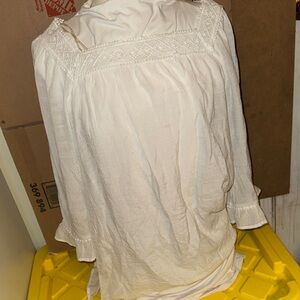 Robert Louis Cream Blouse with Lace Accents